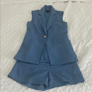 House of Harlow 1960 Slate Blue Tailored Vest & Shorts Set